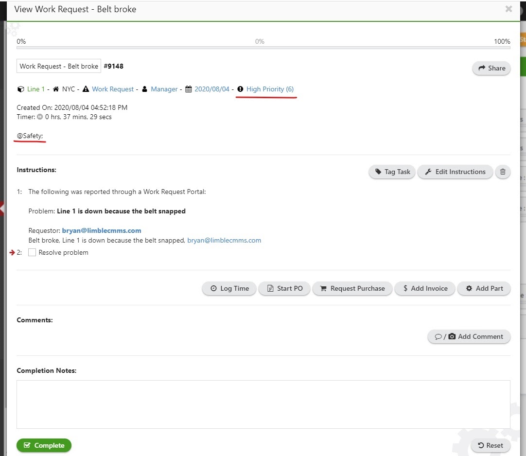 emergency work order