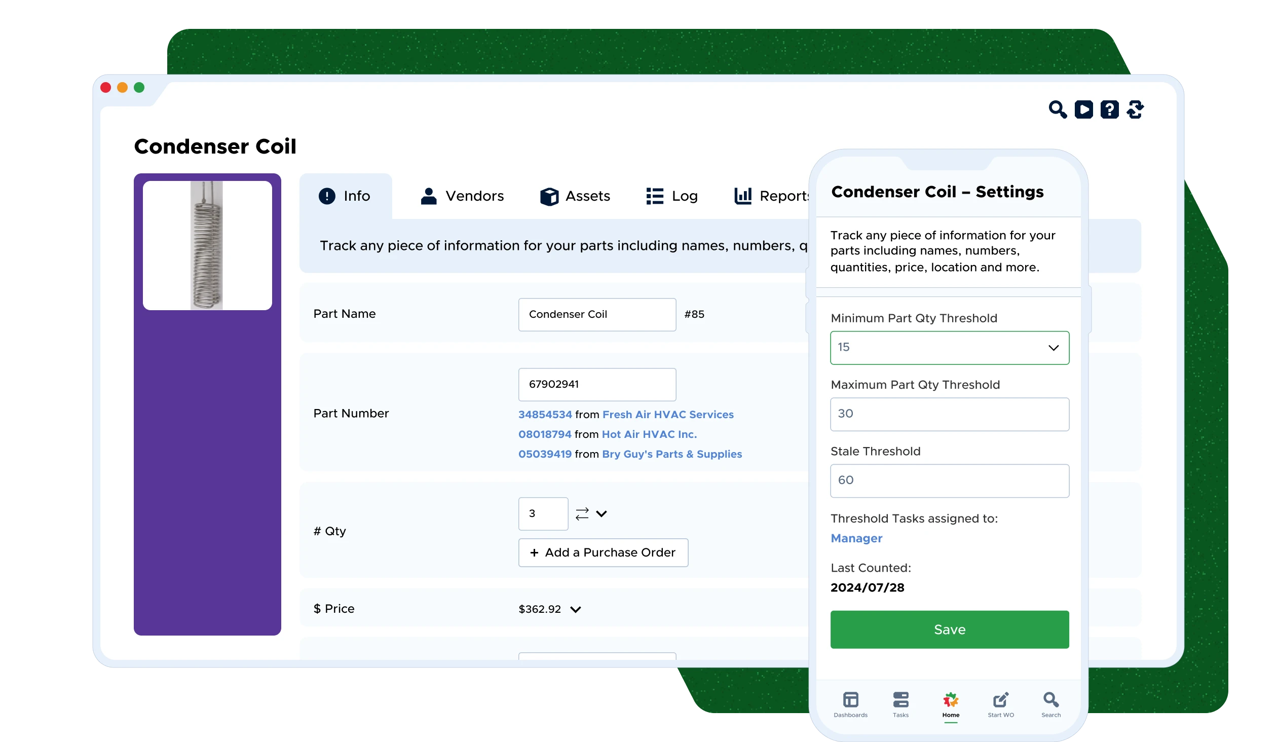 Streamline parts reordering
