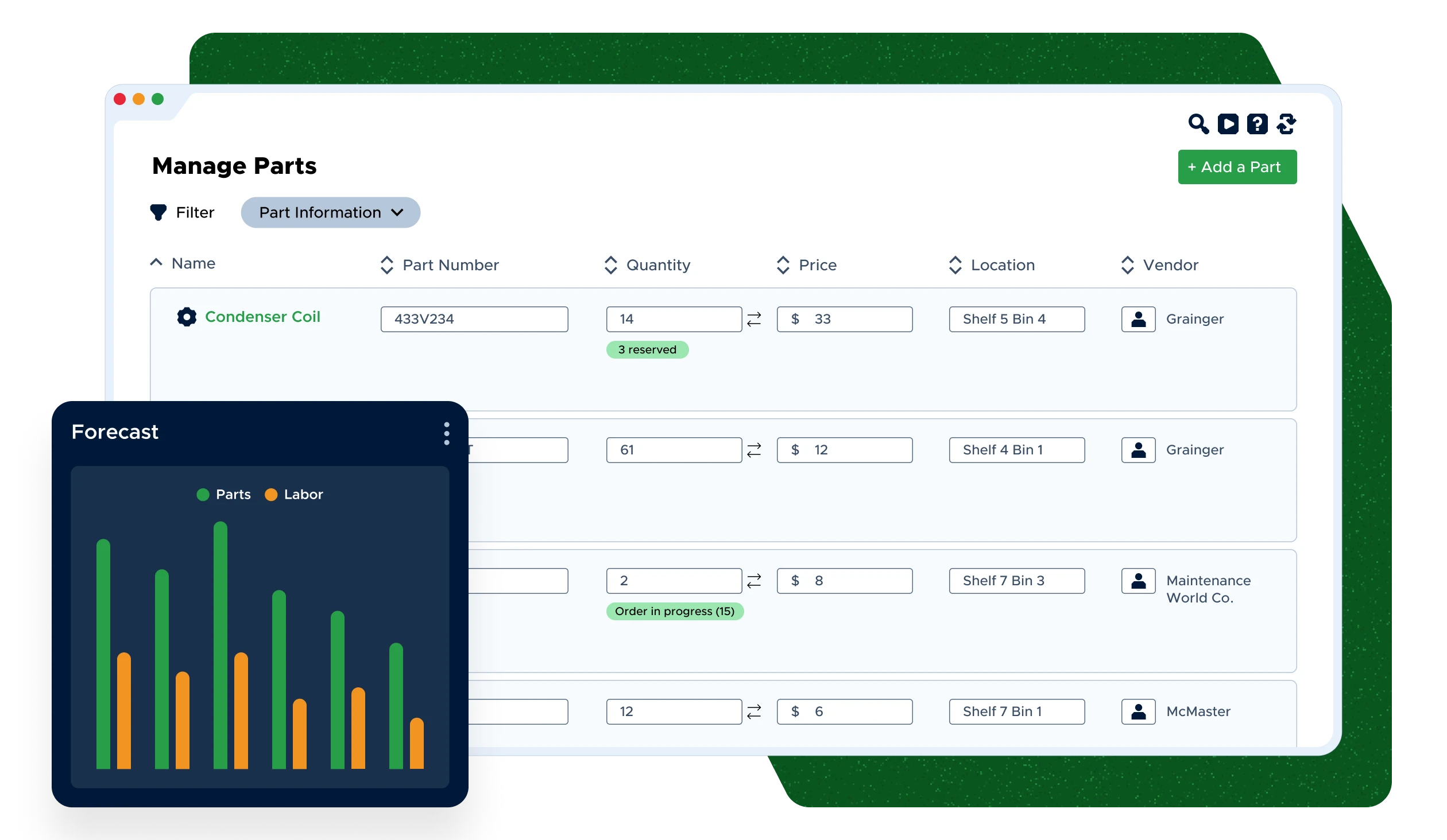 Easily order parts for routine upkeep